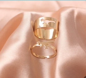 Butterfly Ring Set Punk Hollow Creative Couple Rings Plated Gold Silver Black Youth Popular Modern Silver Tone