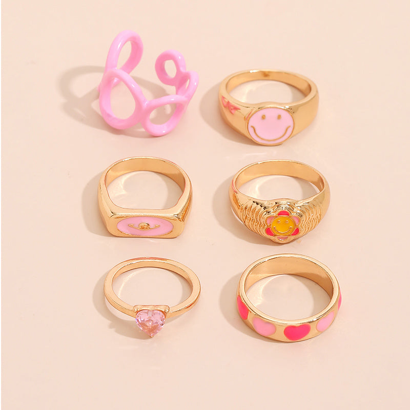 Geometric Ring Set Zinc Alloy Knuckle Rings Women Korean