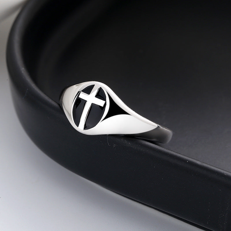 Sterling Silver Cross Ring Polished For Festivals Punk Hip Hop Style Index Finger Individually Packed Customizable