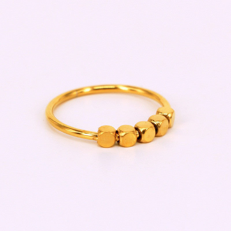 Titanium Steel Ring 24K Gold Plated Elegant Gift For Her