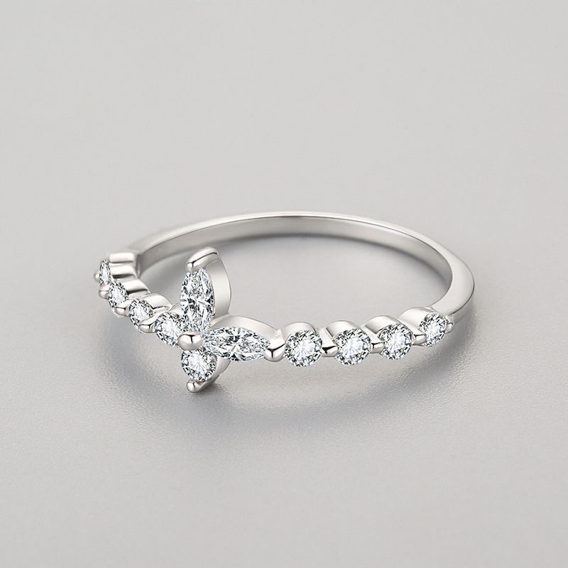 Womens Silver Ring Index Finger Electroplated Ring With Gold Plated Inlaid Artificial Gems Semi Precious Stones Jewelry