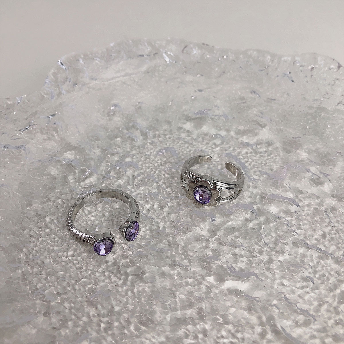 Womens Adjustable Alloy Ring Geometric Irregular Flower and Heart Shapes with Artificial Gemstone Inlay Fashion Jewelry