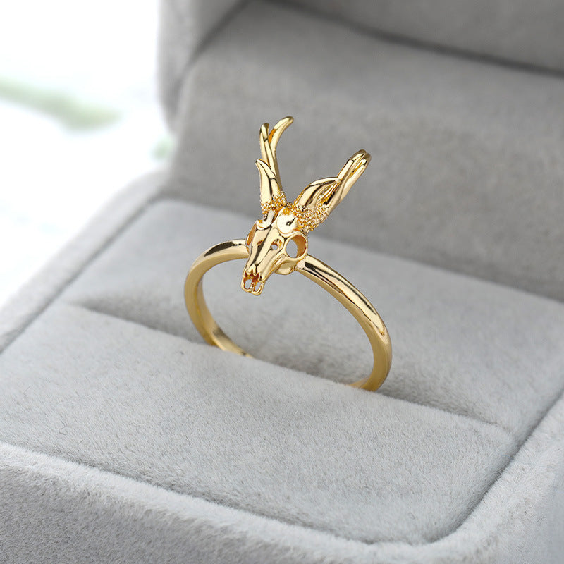 Antelope Skull Ring Gold Silver Unisex Fashion Accessory