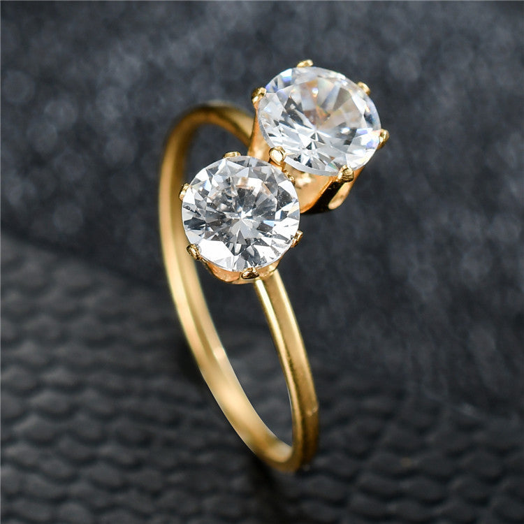 Women's Titanium Steel Ring Adjustable Opening with Stone Inlaid Design Fashionable Band Ring for Her Elegant Stainless Steel Ring Gift for Women and Girls