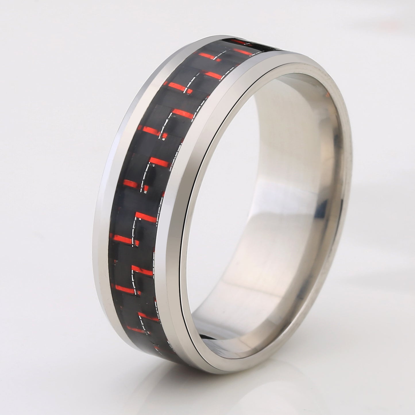 Titanium Steel Veneer Carbon Fiber Ring Diamond Color Inlays Size 7 8 9 10 11 12 Colorful Diamond Variants Now