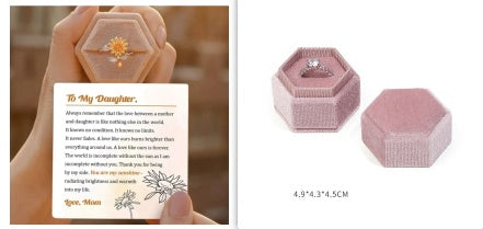 Womens Adjustable Rotating Sunflower Ring Zircon Inlaid Copper White Color Plated Durable Fashion Jewelry Gift