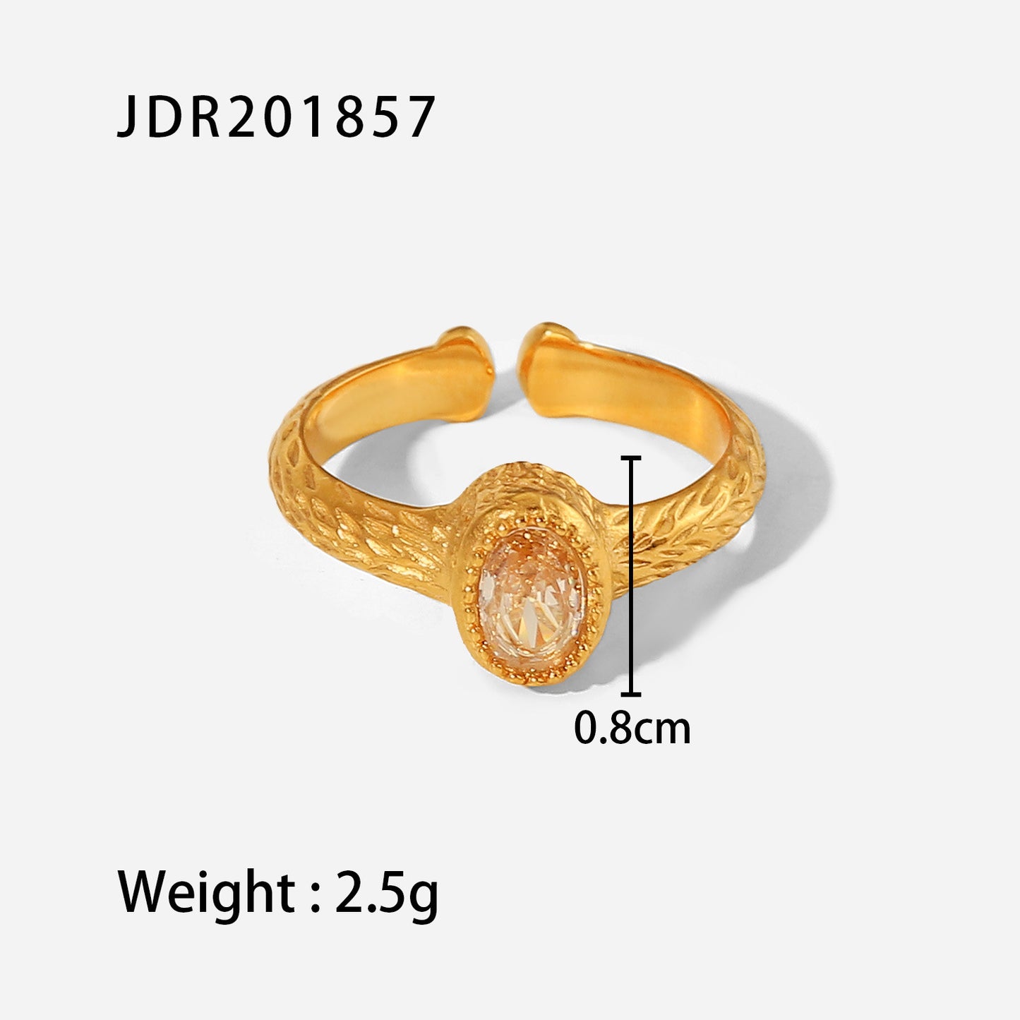 Women's Vintage Oval Zircon Hammer Ring in Stainless Steel Gift for Birthday Europe and America Gift for Women