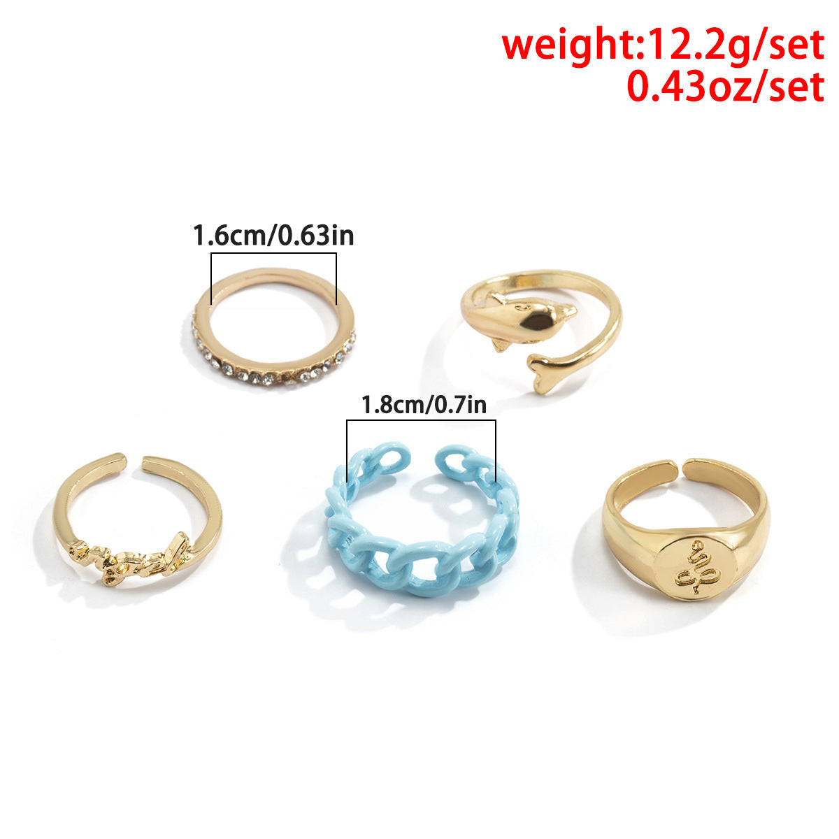 Vintage Geometric Dolphin Letter Alloy Ring With Spray Paint Finish European Inspired Simple Gift For Birthday