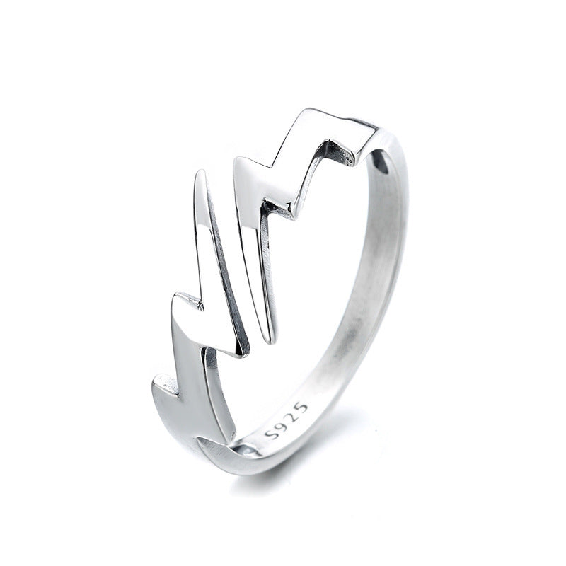 Silver Lightning Ring For Women And Girls Thin Band Design Everyday Wear Lightning Bolt Jewelry For Daily Wear