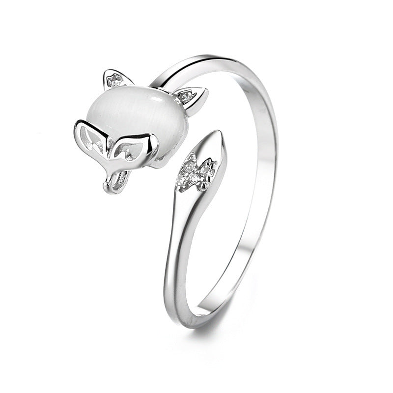 Sterling Silver Fox Ring For Women Animal Zodiac Jewelry Electroplated Ring Gift For Her Fashion Cute Ring Gift