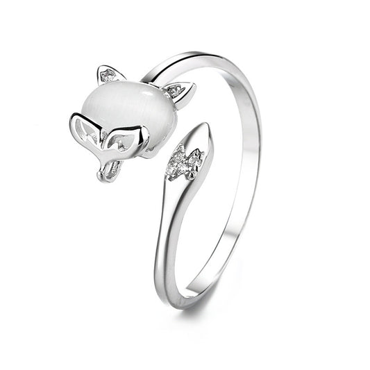 Sterling Silver Fox Ring For Women Animal Zodiac Jewelry Electroplated Ring Gift For Her Fashion Cute Ring Gift