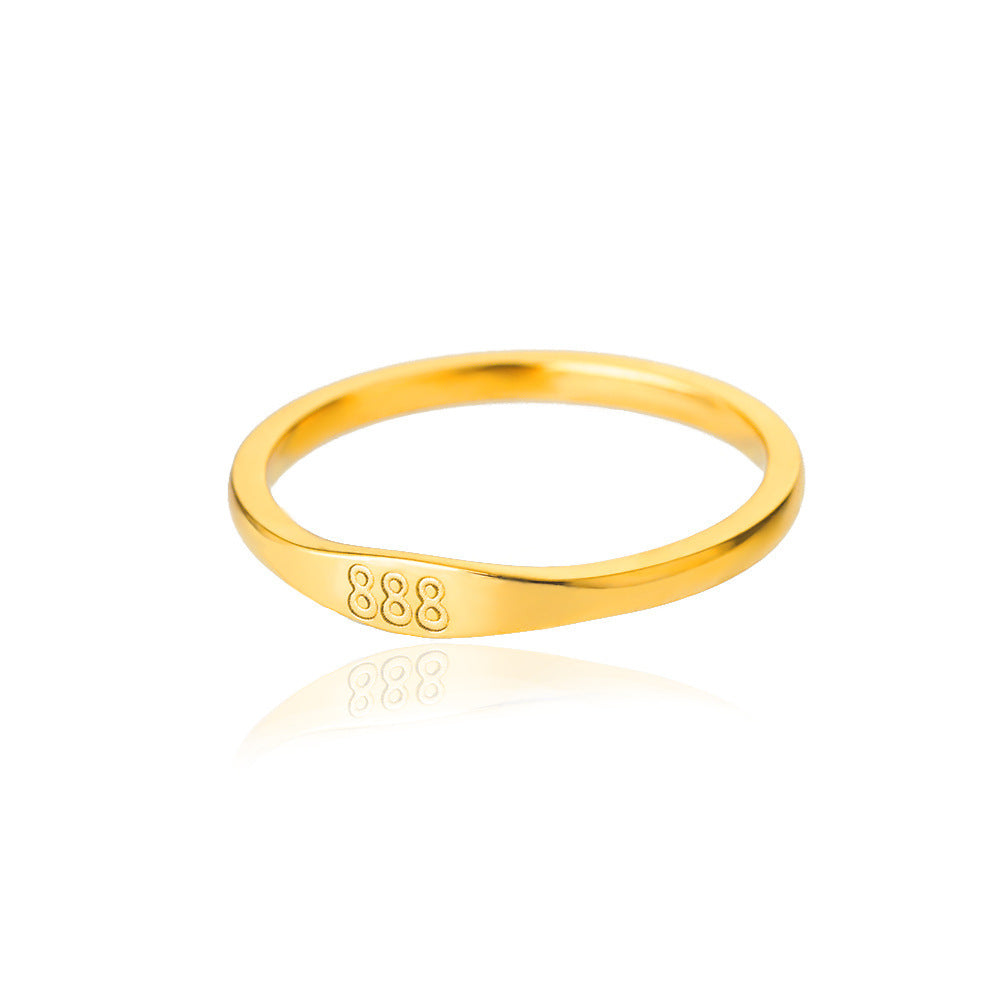 Personalized Ring Customizable Stainless Steel Band With Gold Inlay Engraving Letters Numbers Text For Modern Couples