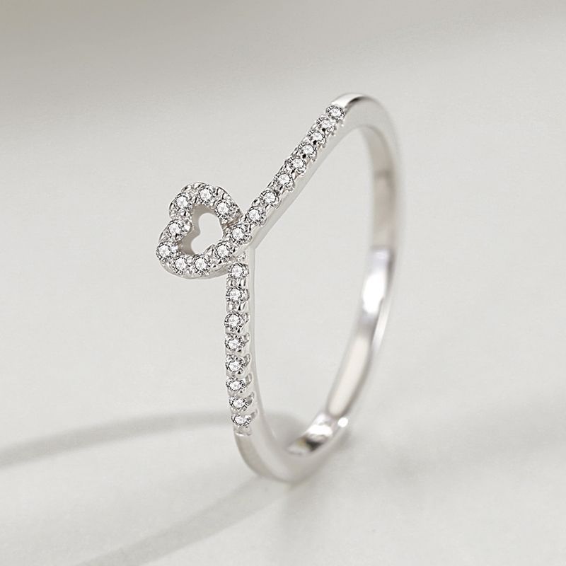 Sterling Silver Ring With Micro Diamonds Japanese Korean Geometrical Design 925 Silver Rings For Women Jewelry
