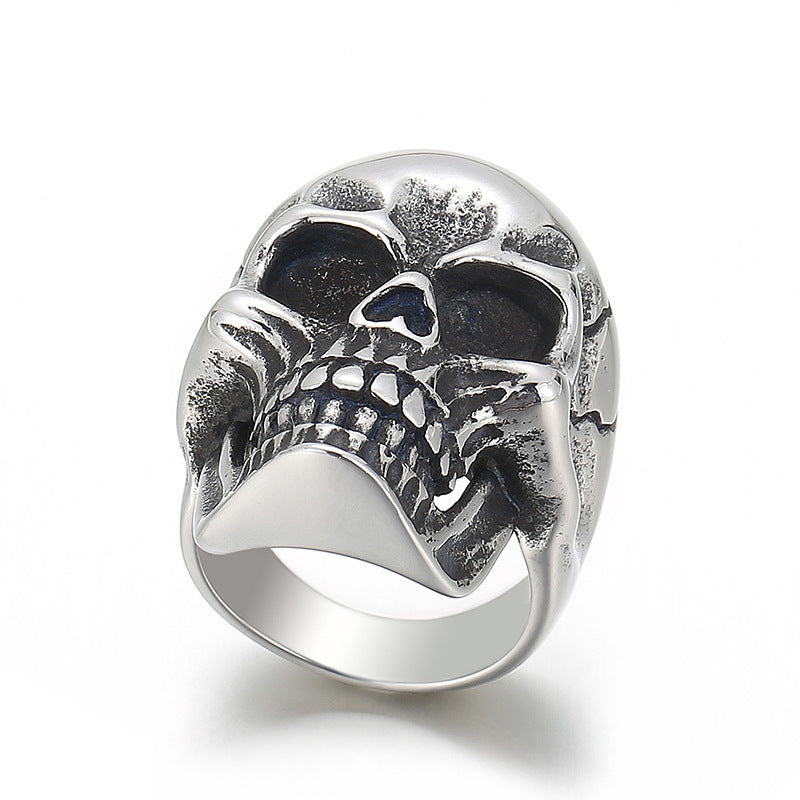 Mens Titanium Steel Skull Ring Bold Rock Style Biker Jewelry Gothic Accessory Durable Quality Statement Pieces