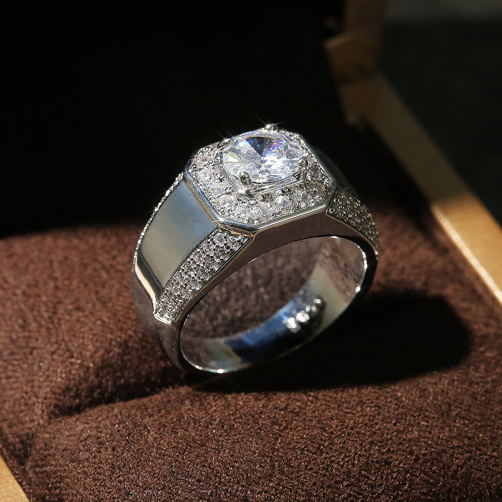 Mens Copper Ring With Silver Plated Finish And Geometric Design European American Style Jewelry For Daily Uses