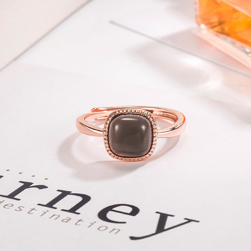 Womens Geometric Design Ring Elegant Artificial Jade Copper Ring Food Safe Ring For Women Stylish Purple Smoke Ring