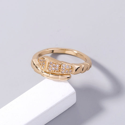 Geometric Rattlesnake Ring Copper Zircon Statement Ring Luxury High End Fashion Jewelry For Women And Men Ring
