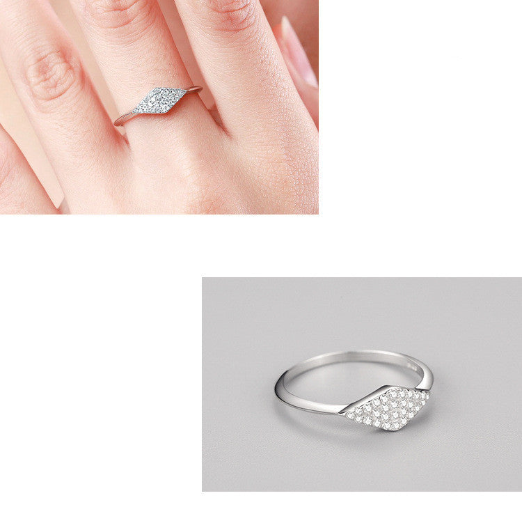 Sterling Silver Ring With Gemstones Diamond Cut Geometric Design Lightweight 925 Band Jewelry For Women Classy