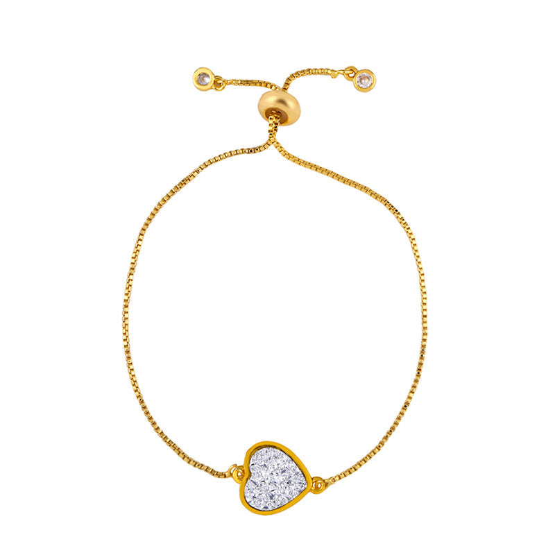 Womens Pearl Bracelet Gold Plated With Artificial Gemstones HeartCross CrownCharms 23cm Chain 24mm Pendant for