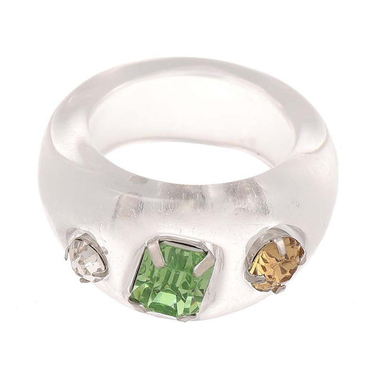 Womens Acrylic Ring With Rhinestone Inlay Irregular Geometric Design Perfect For Birthday Or Holiday For Daily Wear