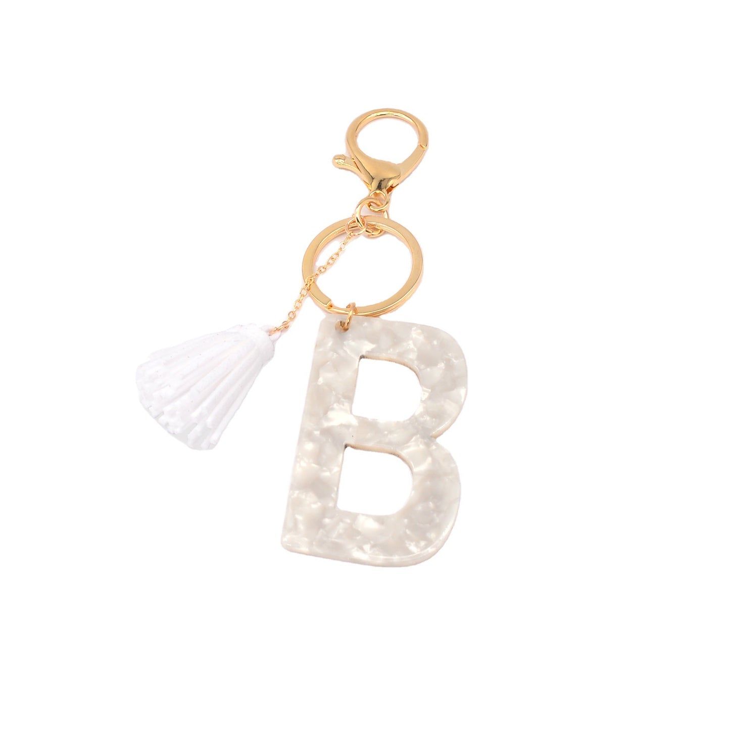 Acrylic Letter Keychain With Tassel Alphabet Key Ring Lightweight Bag Charm Initial Keyring Durable Great Gift