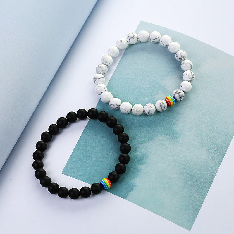 Unisex Frosted White Pine Natural Stone Beaded Bracelet 8mm Beads 19cm Lengthy Fashion Jewelry Gift For Adults