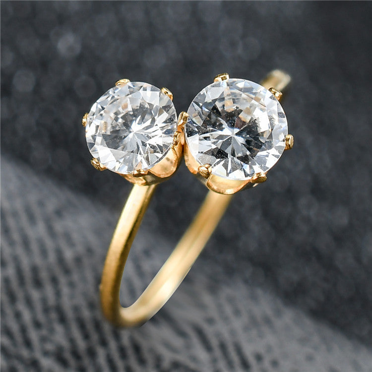 Women's Titanium Steel Ring Adjustable Opening with Stone Inlaid Design Fashionable Band Ring for Her Elegant Stainless Steel Ring Gift for Women and Girls