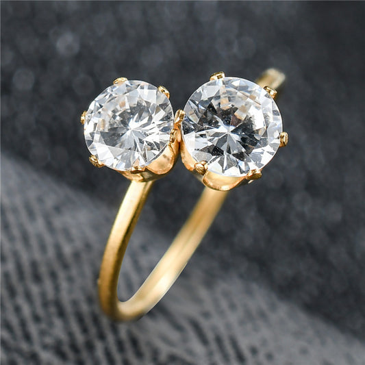 Women's Titanium Steel Ring Adjustable Opening with Stone Inlaid Design Fashionable Band Ring for Her Elegant Stainless Steel Ring Gift for Women and Girls