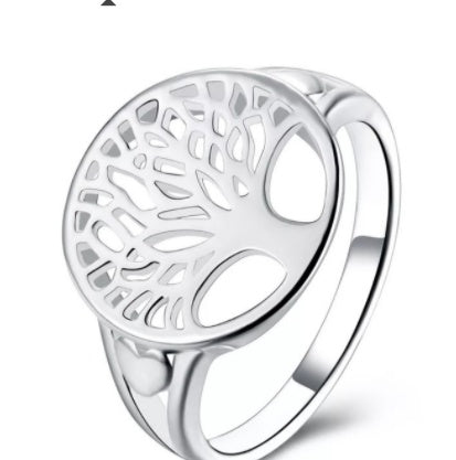 Tree of Life Copper Ring with Platinum Plated Finish for Women Fashion Jewelry Sizes 5 6 7 8 9 Designed in USA