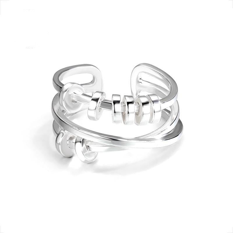 Geometric Cross Ring Electroplated Copper Korean Style Adjustable Band Ring 17mm Diameter Fashion Jewelry Everyday