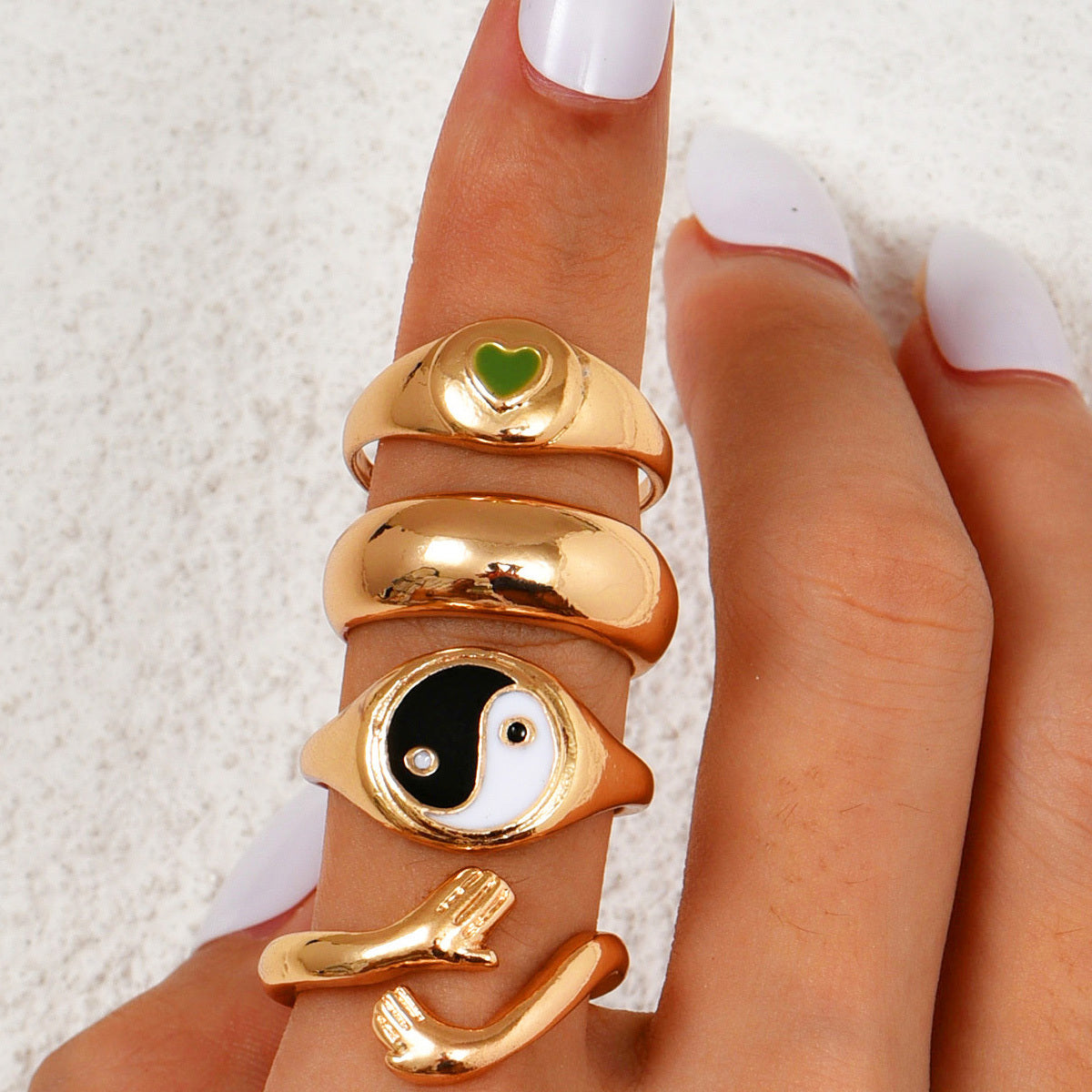 Women Rings Set Irregular Design Electroplated Zinc Alloy Rings For Women Simple Fashion Jewelry Pack Trendy Styles