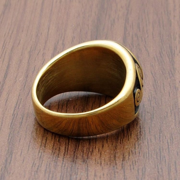 Mens Stainless Steel Ring Gold Tone Geometric Viking Totem Design For Men Jewelry Size 8 9 10 11 12 13 For Festivals