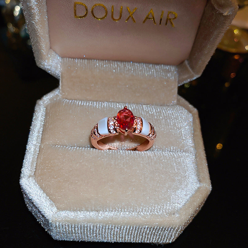 Sparkling Zircon Inlaid Ring For Women Gemstone Jewelry