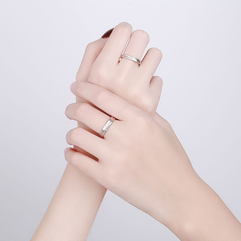 Couple Rings Adjustable Copper Bands Alongside Zircon Inlay Matching Promise Rings Him And Her Fashion Jewelry