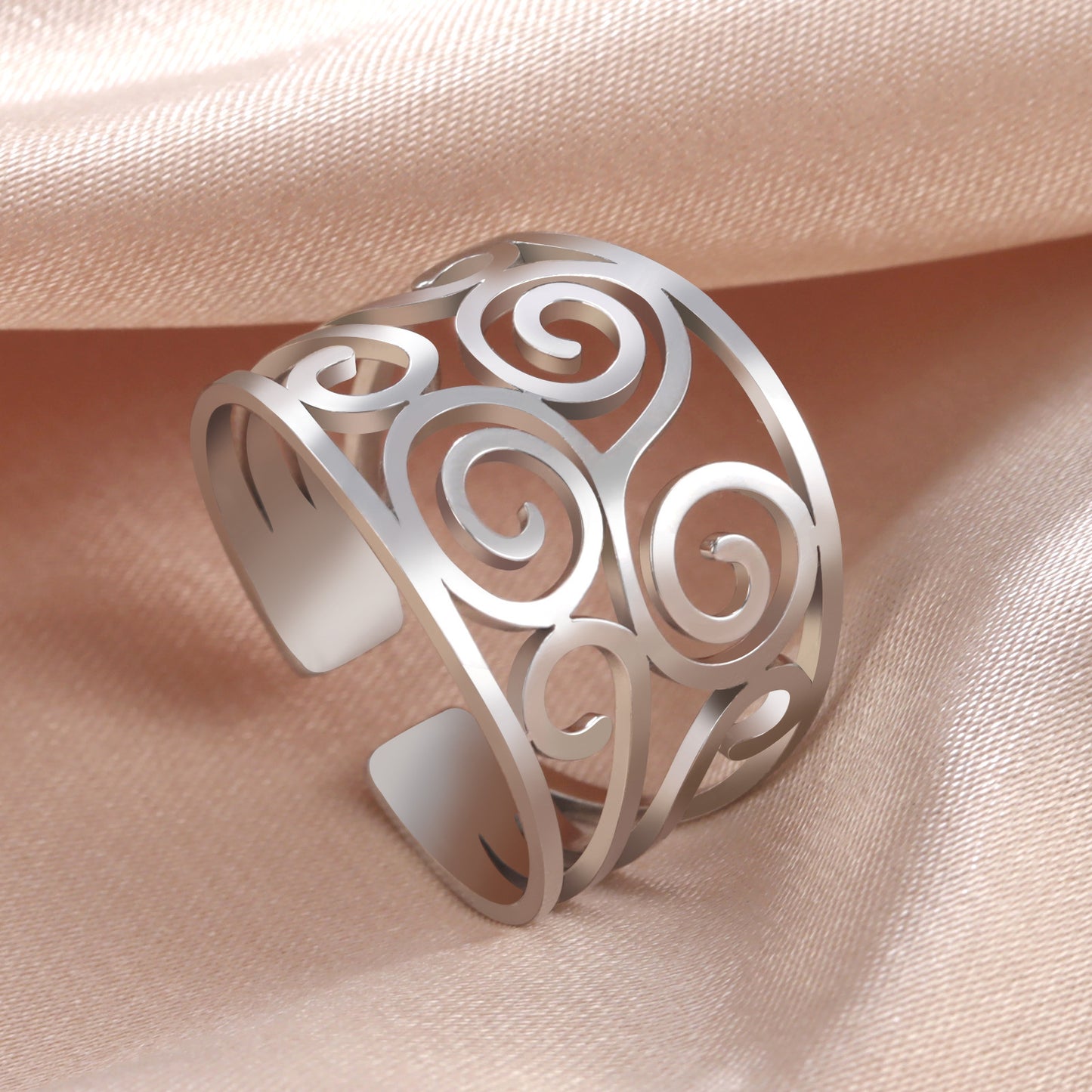 Stainless Steel Ring Medium Wide Band With Two Narrow Accents Electroplated Fashion Ring Durable And Stylish Everyday