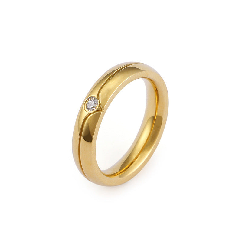 Gold Plated Titanium Steel Geometric Couple Rings Gift