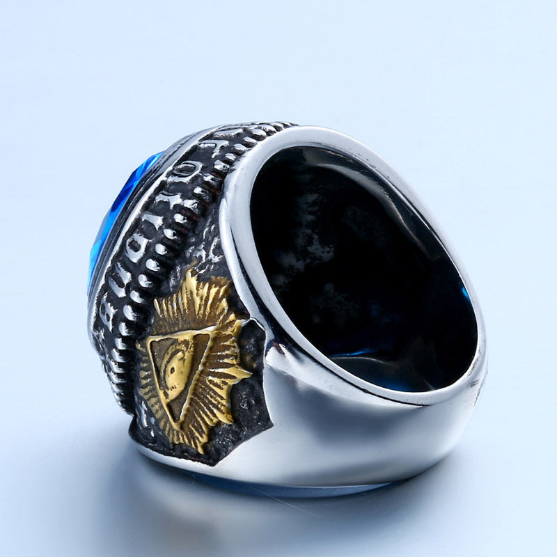 Mens Titanium Steel Ring Black Zircon Mosaics Wide Band Electroplated Fashion Jewellery Height 24mm Width 25mm