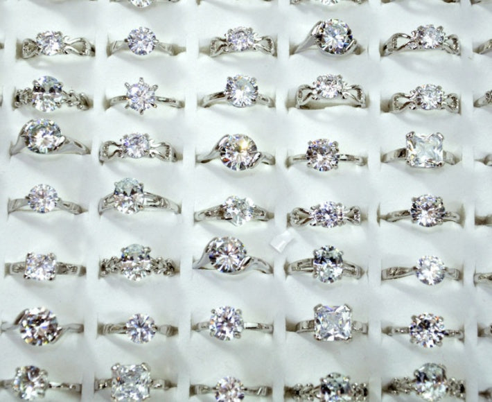 Geometric Ring With Rhinestones Silver Plated Alloy Ring Trendy Pattern Statement Ring Gift For Her Alloy Ring