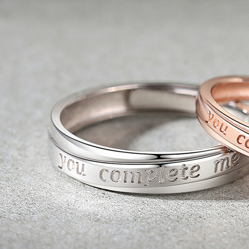 Sterling Silver Ins Style Couple Rings Letter Number Text Rings Electroplated Individually Packed Gift For Her