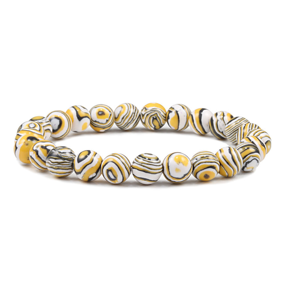 Stone Bead Bracelet 8mm Elastic Unisex Geometric Design Handmade Jewelry For Men And Women Natural Stone Color Variants