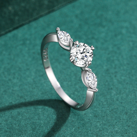 Womens Sterling Silver Ring With Gold Plated Accents Four Claw Design Gemstone Inlay Gift Gift For Special Day