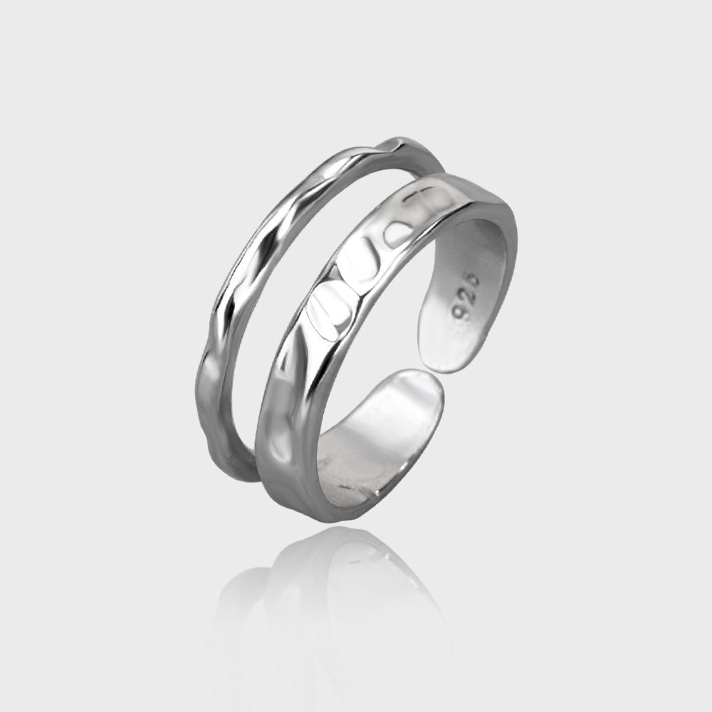 Unisex Adjustable Ring Geometric Copper With Gold Plated Irregular Pleated Texture Artificial Gemstone Jewelry Gift