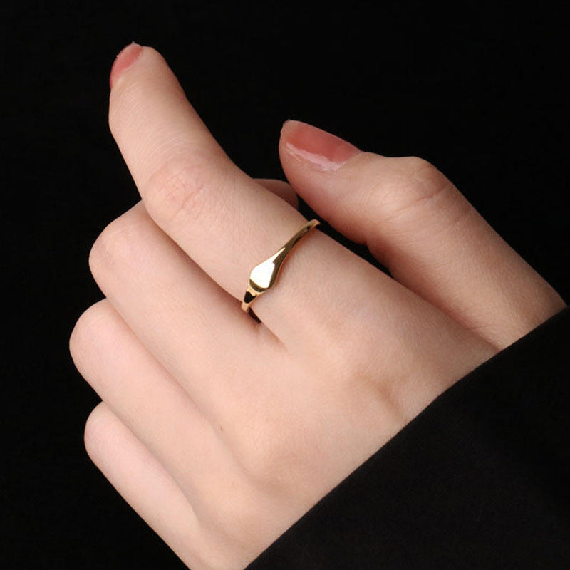 Womens Titanium Steel Ring Electroplated Gold Finish Flat Band Elegant Jewelry Gift For Her Size 6 7 8 9 Style