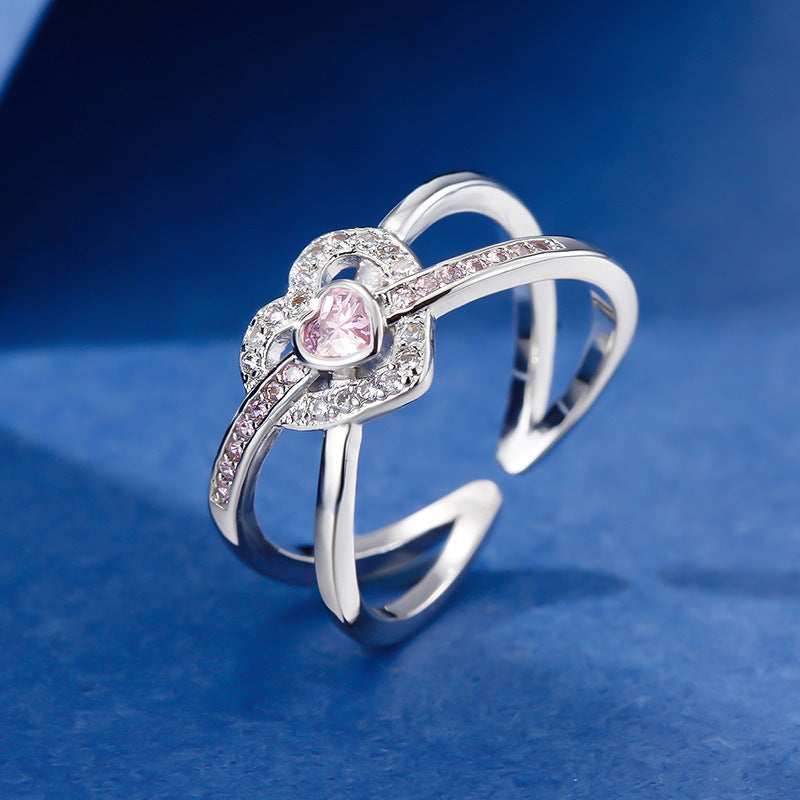 Womens Copper Ring With Cross Design Geometric Zircon Inlay Ladies Jewelry Fashion Ring Elegant Daily Wear Now