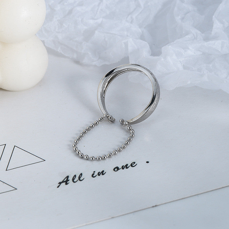 Adjustable Copper Ring Geometric Bead Chain Design 4mm Wide