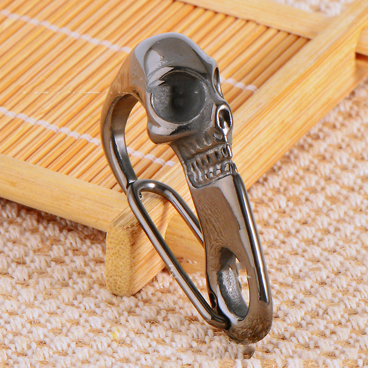 Mens Retro Skull Buckle Titanium Steel Ornament Diy Accessories Durable Metal Unique Design Buckle Steel Color Buckle