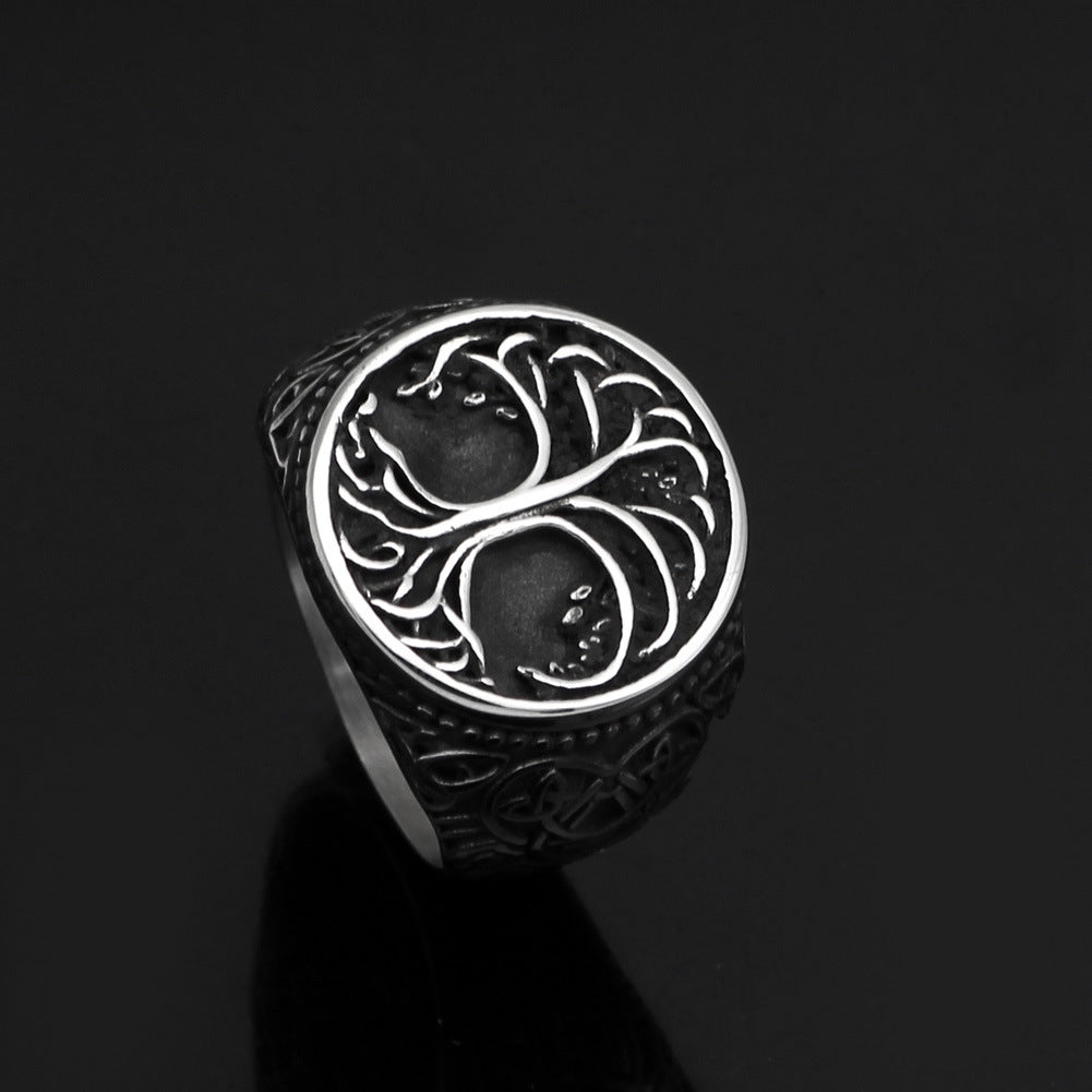 Tree Of Life Ring For Men Titanium Steel Geometric Design Modern Mens Jewelry Accessory Gift For Every Occasion