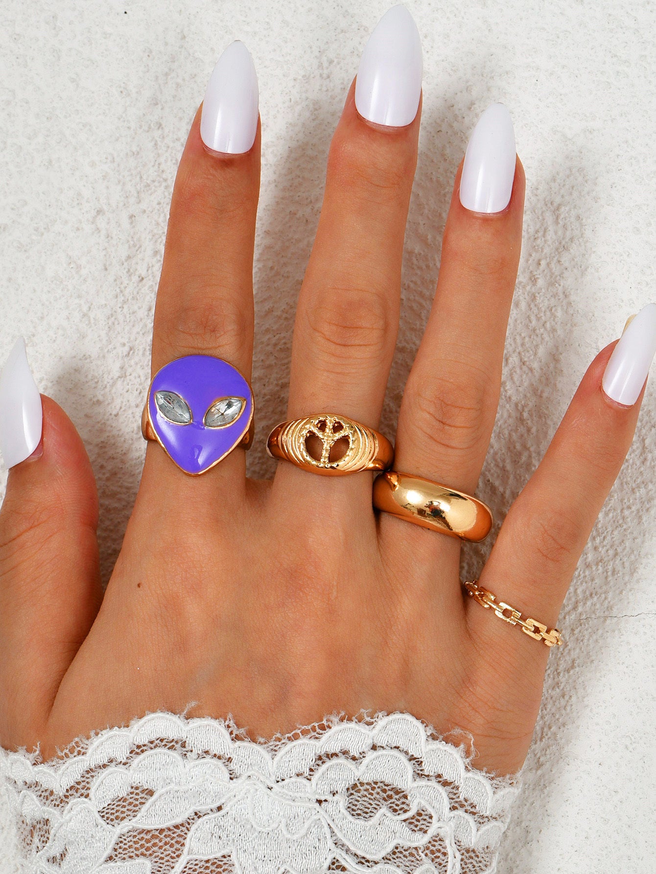 Geometric Irregular Ring Set For Women Zinc Alloy Electroplated Fashion Jewelry Gift European Style ModernLook