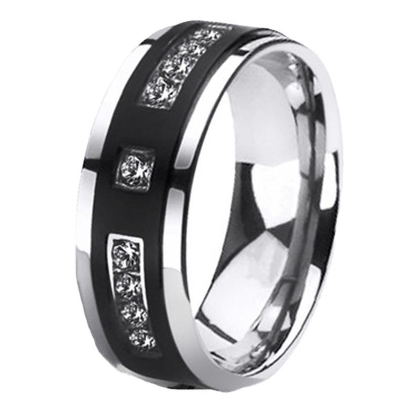 Couple Rings Diamond Studded Geometric Jewelry Unisex