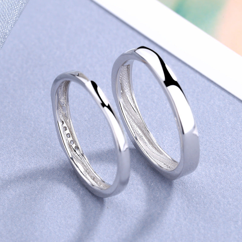 Silver Double Twisted Ring Set For Men And Women Three Groove Band Electroplated Fashion Jewelry Gift Idea New